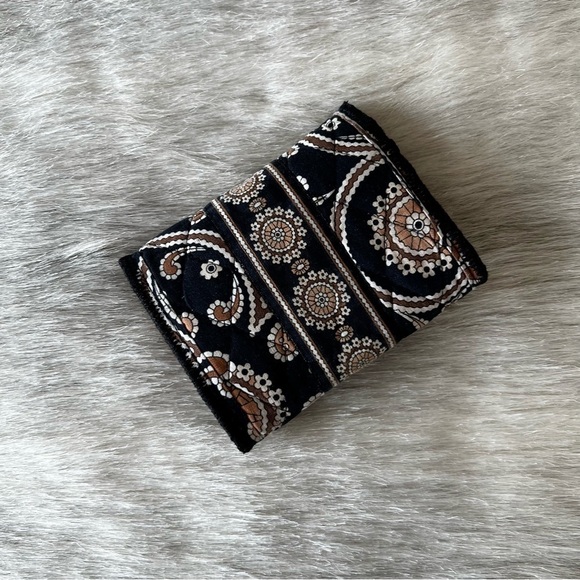 Vintage VERA BRADEY Caffe Latte Velcro Mini Wallet Black Brown y2k 2008 Quilted - Picture 3 of 13